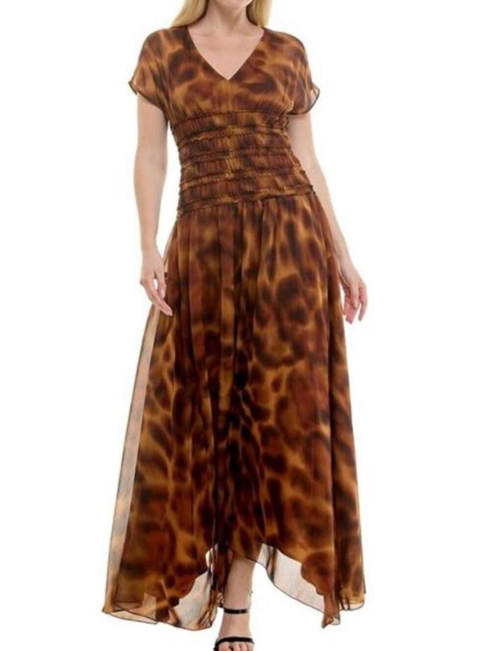 Kelly Grace My Cha Russet Smocked Waist Dress.